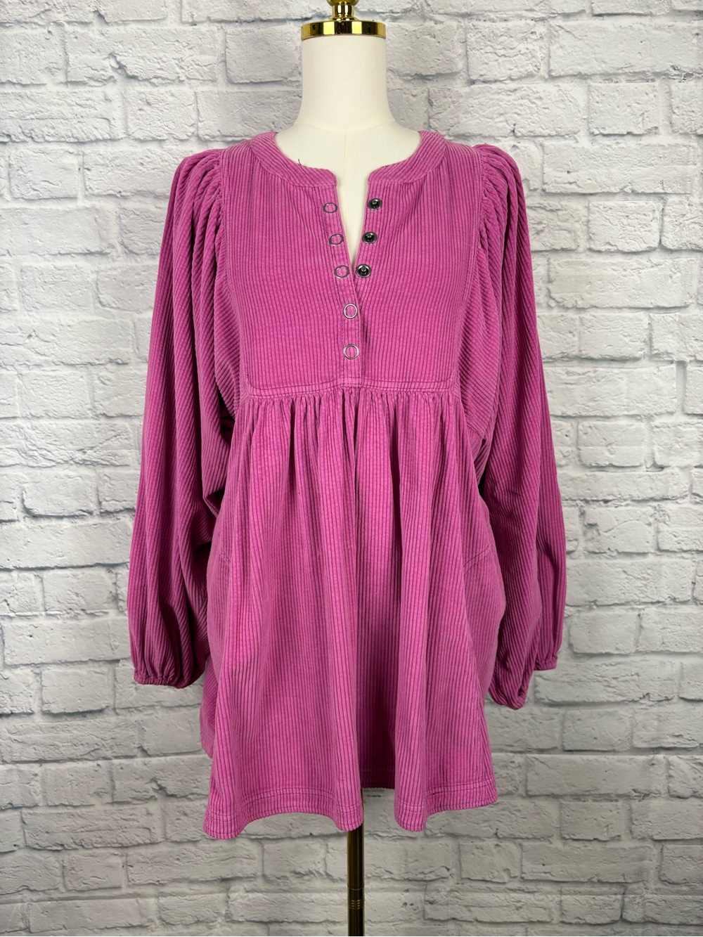 Free People Just My Type Dress tunic purple/pink corduroy dress size M - Picture 3 of 9